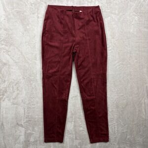 Joseph Ribkoff Burgundy Faux Suede Paneled Leggings Pants‎ Women Size
